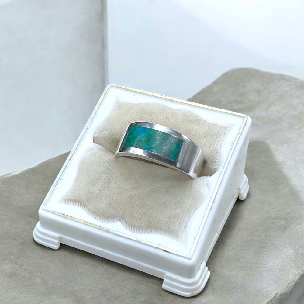 🌺Vintage Sterling & Inlaid Azurmalachite  Ring
